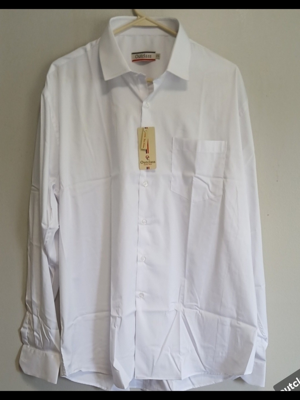 OUTCLASS Men's White Long-Sleeve Dress Shirt SIZE Xl